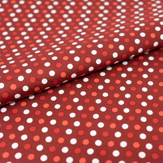 SINGER Red & White Polka Dots Print Cotton Fabric